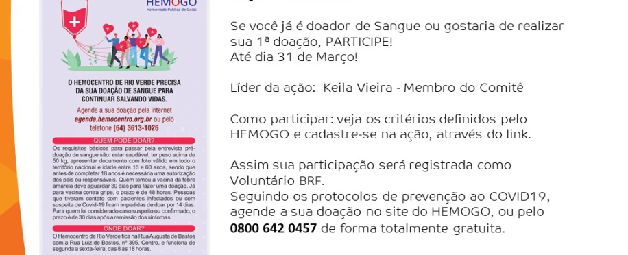 Doação de Sangue Ação Voluntária Agropecuária