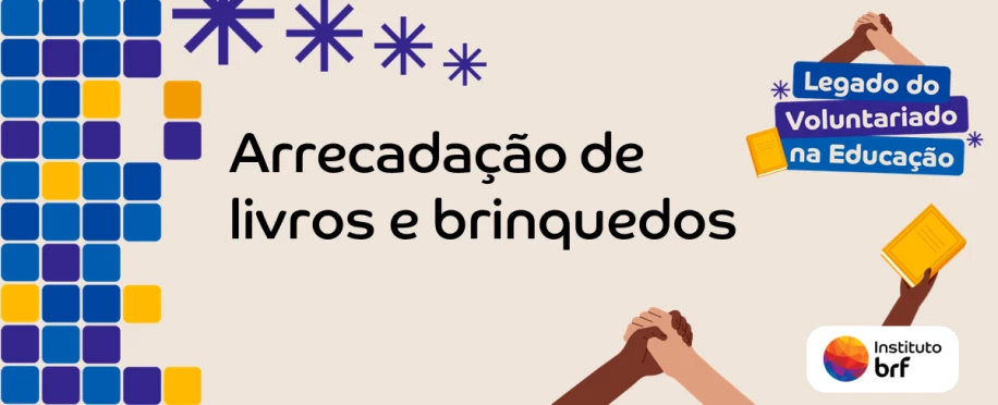 Arrecadação de brinquedos e livros