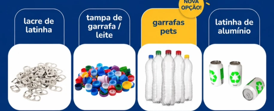 Arrecadação de Tampinhas, Garrafas, Latinhas e Lacres